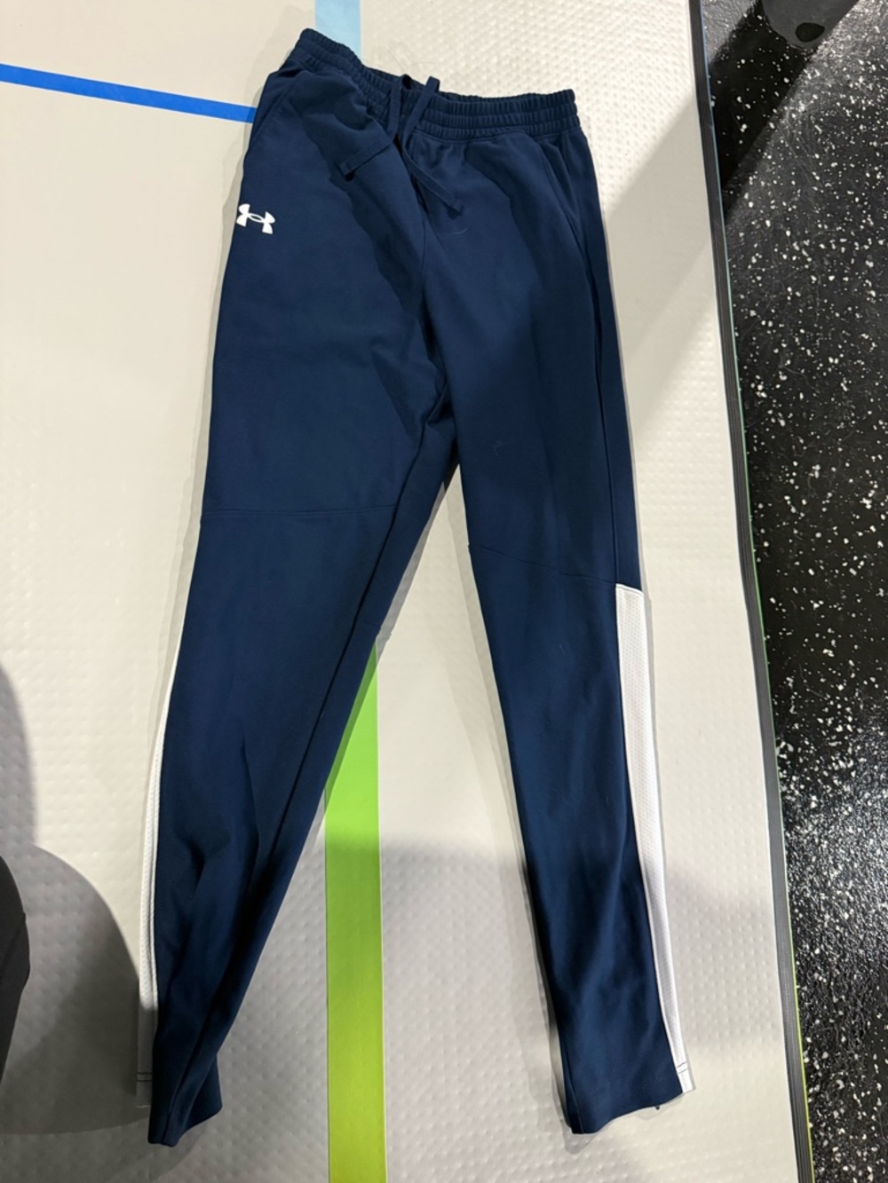 Under Armour adult Navy Blue Athletic Joggers with White Panels